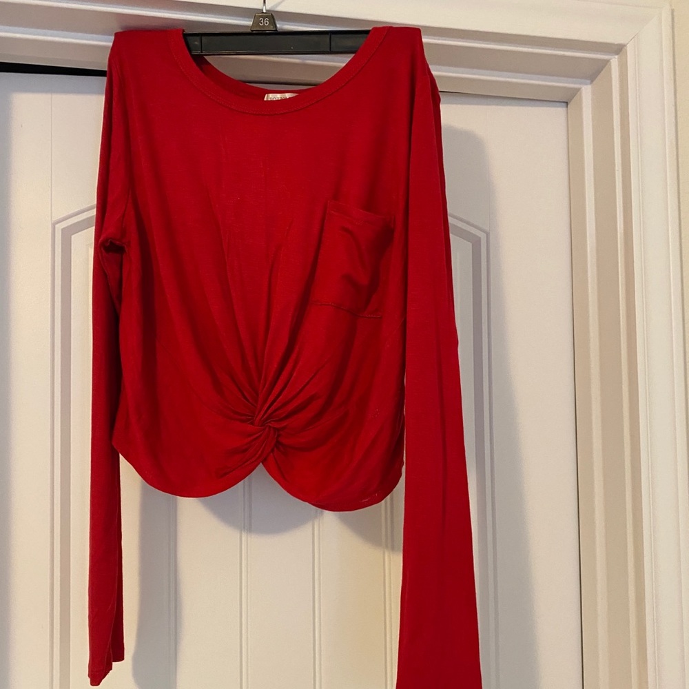Red long sleeve crop top